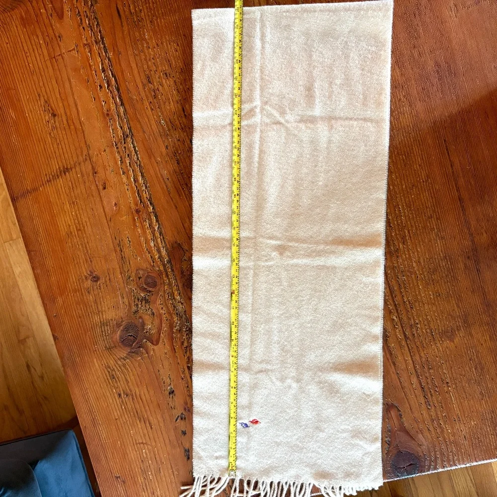 1995 Disney Pocahontas Italian Lambswool Cream Tan Scarf Vintage Embroidered